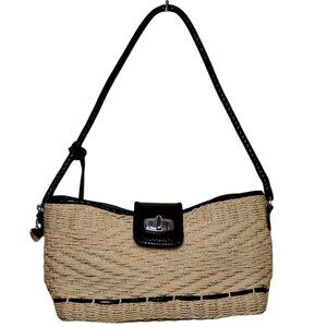 Brighton Wendy Tan and Black Straw Shoulder Bag